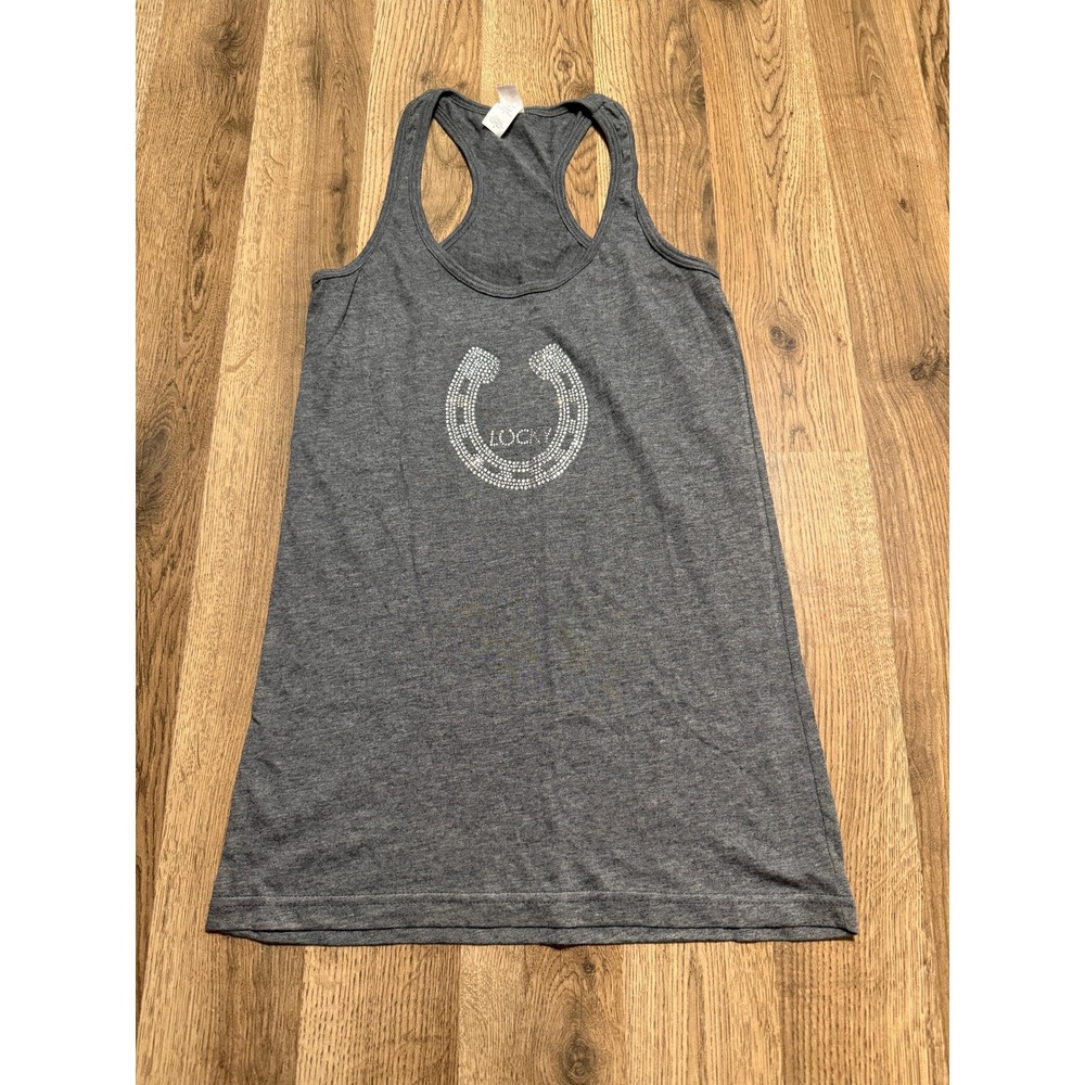 Tultex Shirts Womens Size Small Charcoal Gray Tank Top Rhinestone Graphic